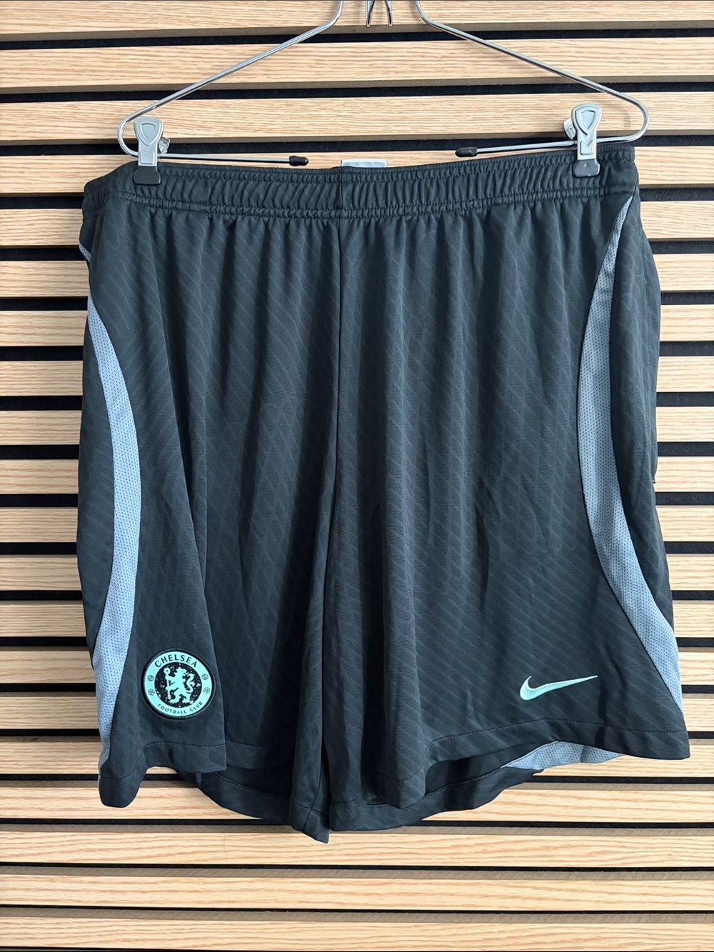 Nike Chelsea FC Black Shorts with Teal Crest and Accents